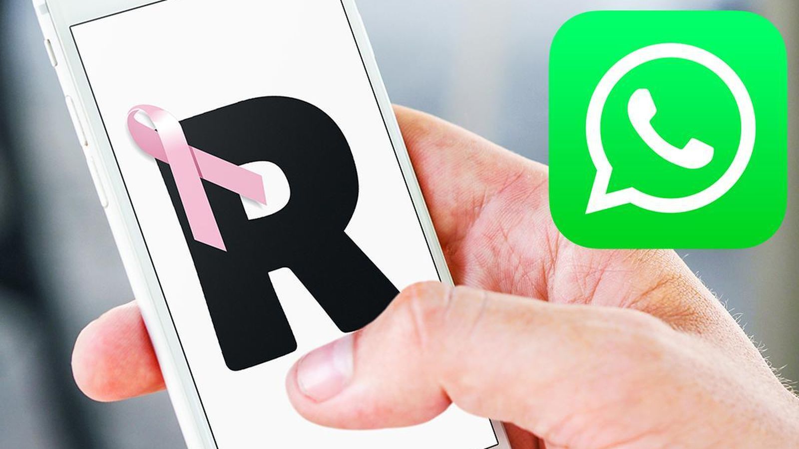 Inicial con lazo rosa en WhatsApp.