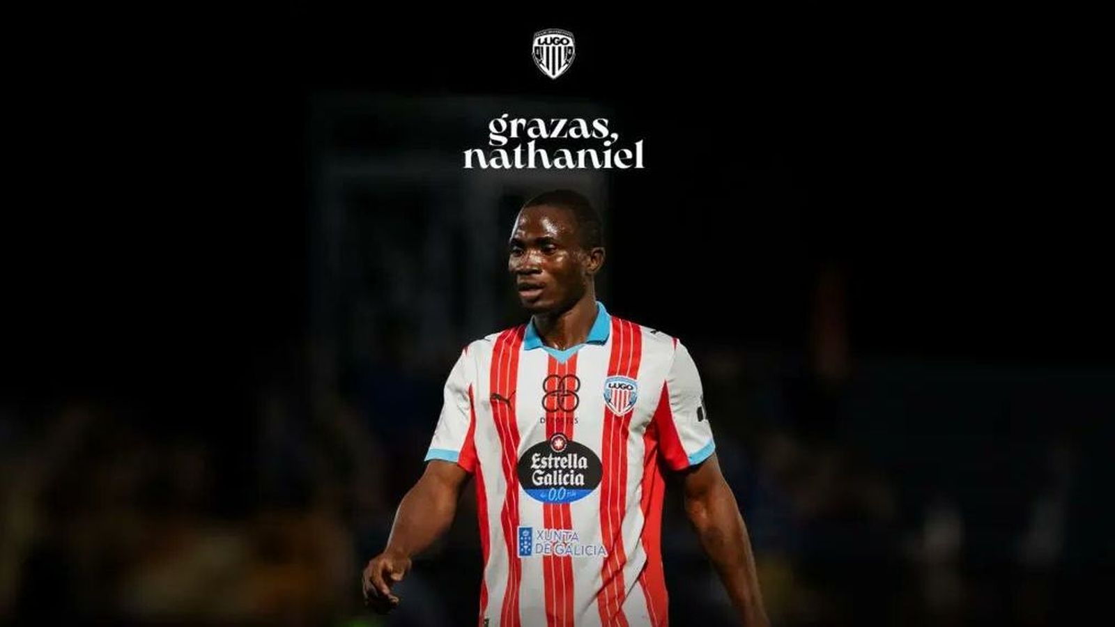 Nathaniel, en su despedida del Lugo, su anterior club.
