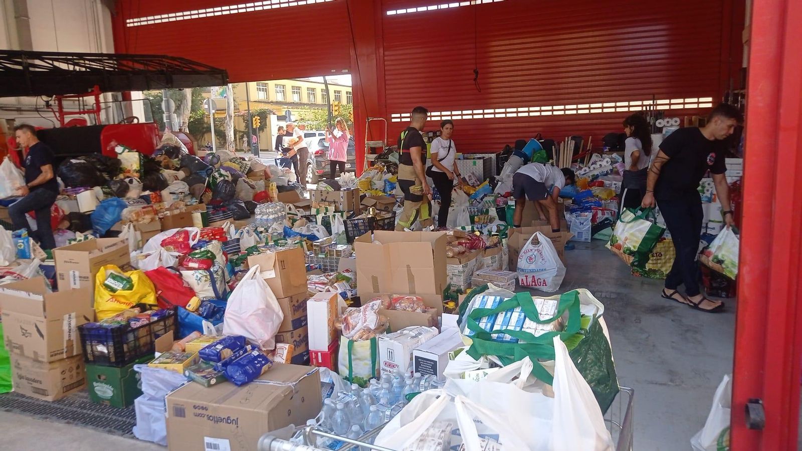 Una muestra de los productos recogidos en el parque central de Bomberos de Málaga