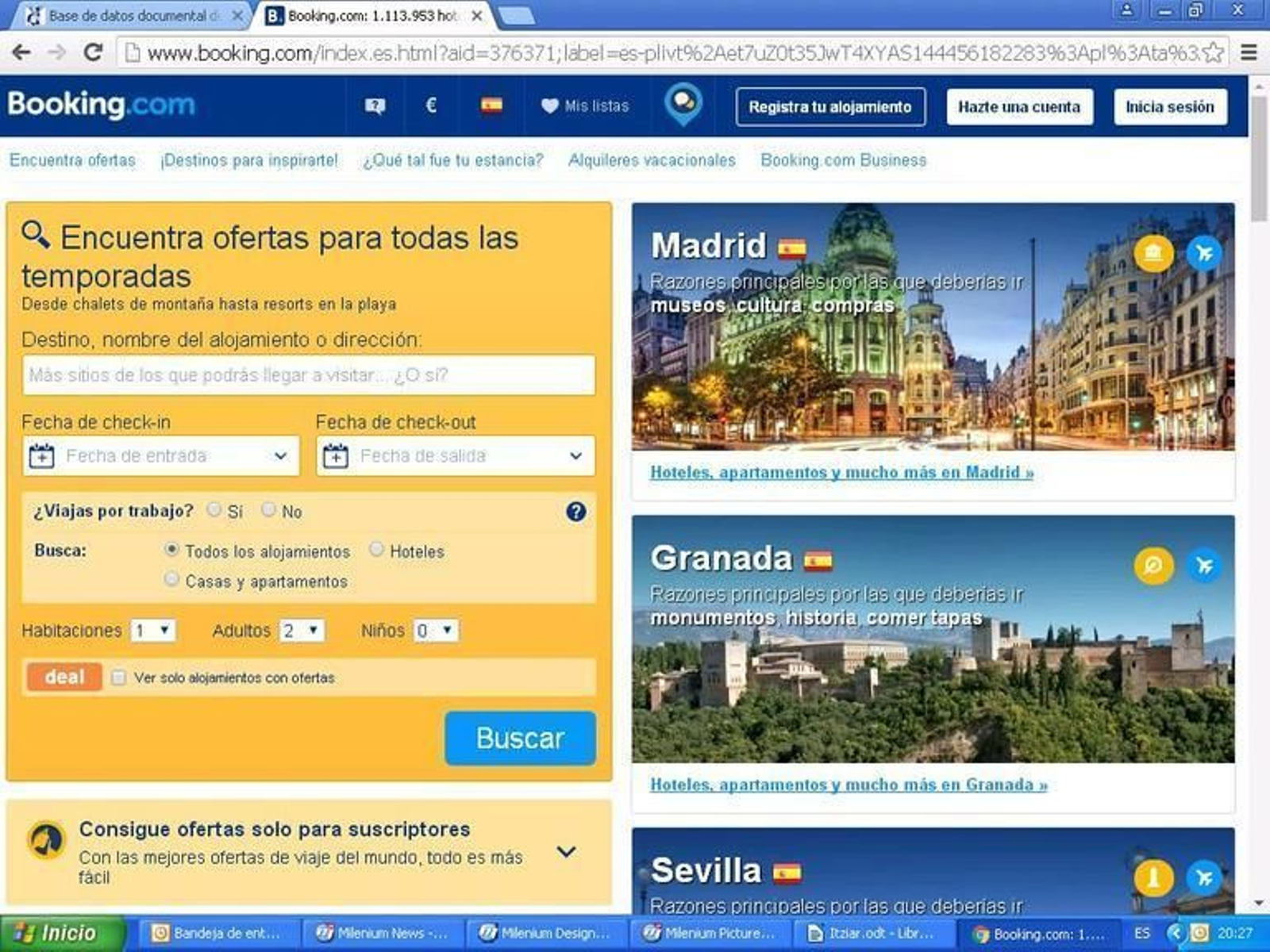 Vista de uno de los principales portales de reservas hoteleras.