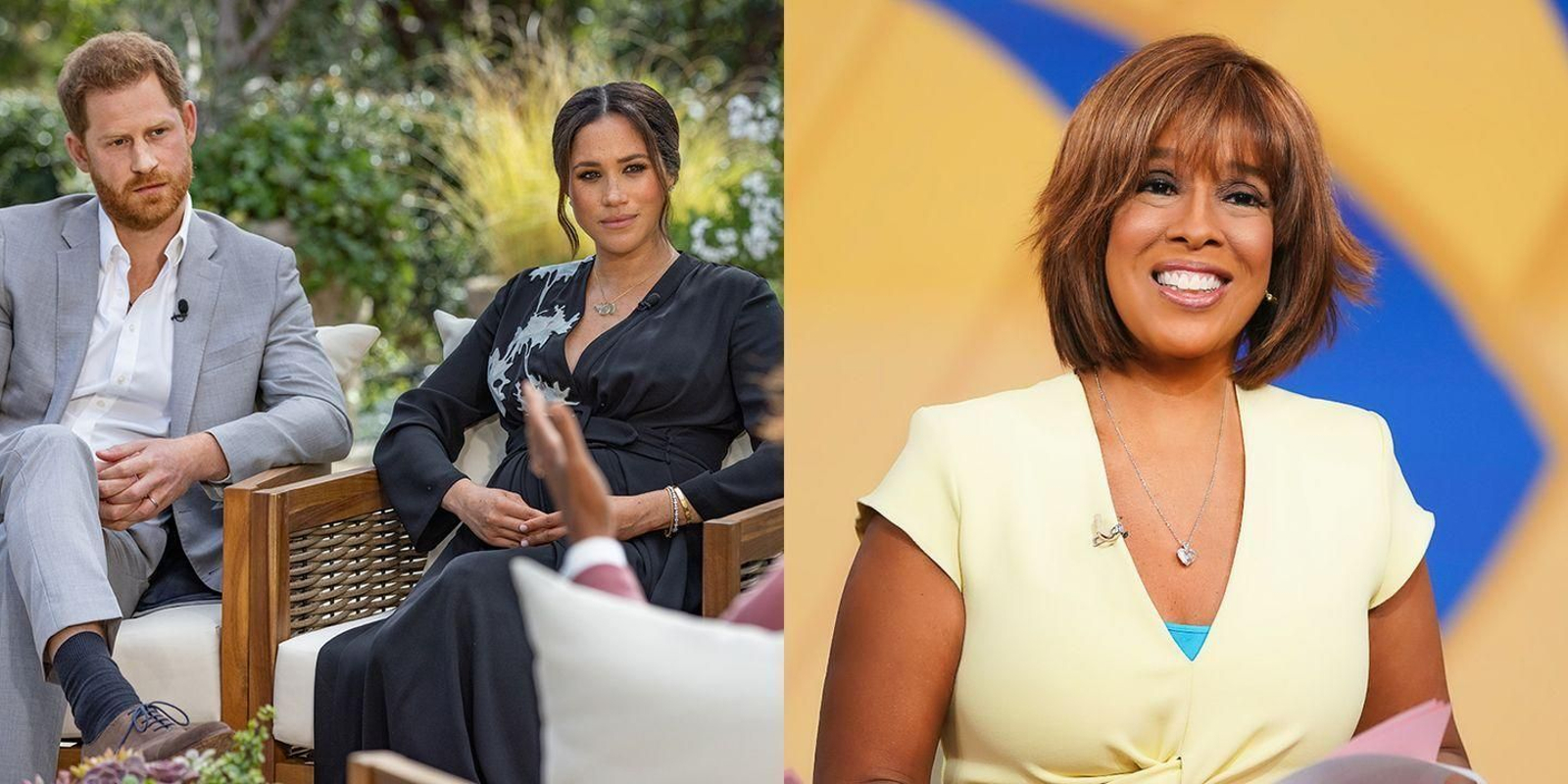 Los Sussex, en su entrevista. A la dcha, la periodista Gayle King, amiga de Meghan Markle.