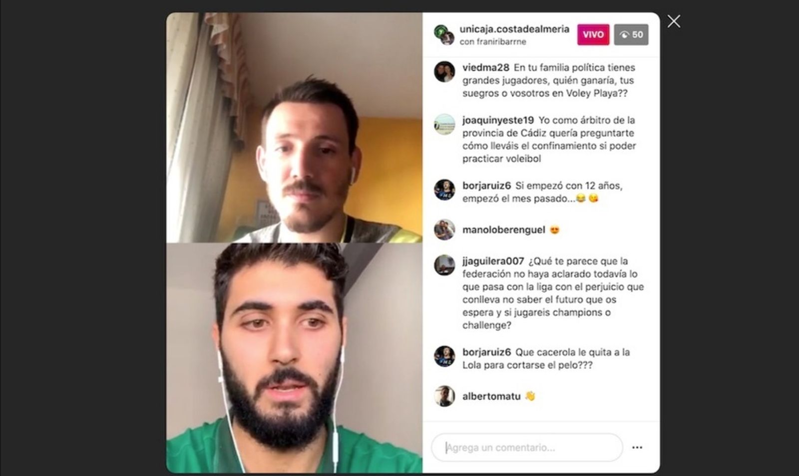 Imagen del directo en Instragam.