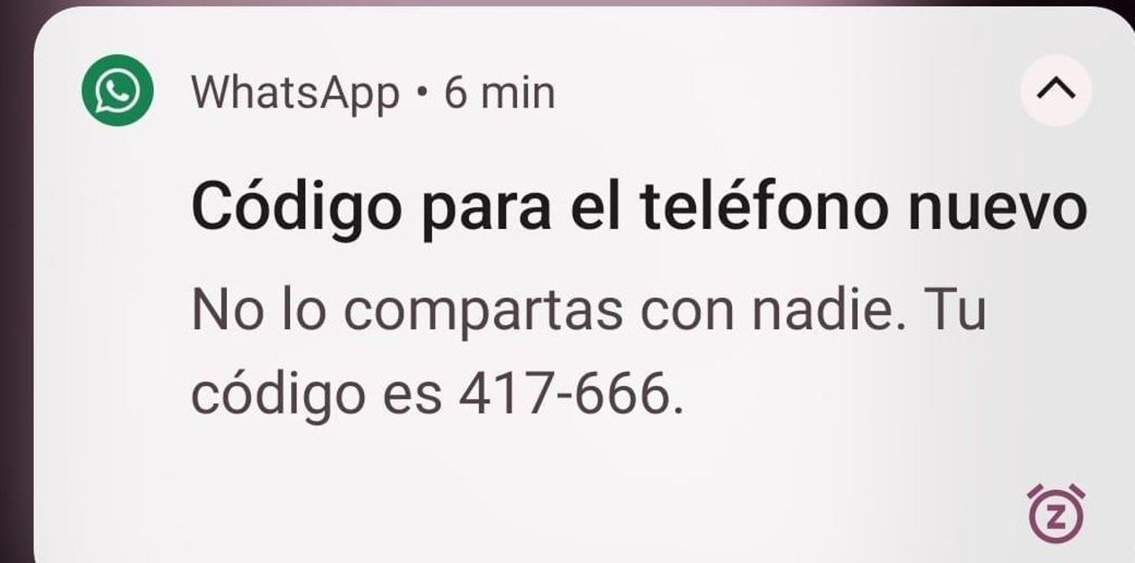 Mensaje que llega al usuario de WhatsApp en el inicio de la estafa.