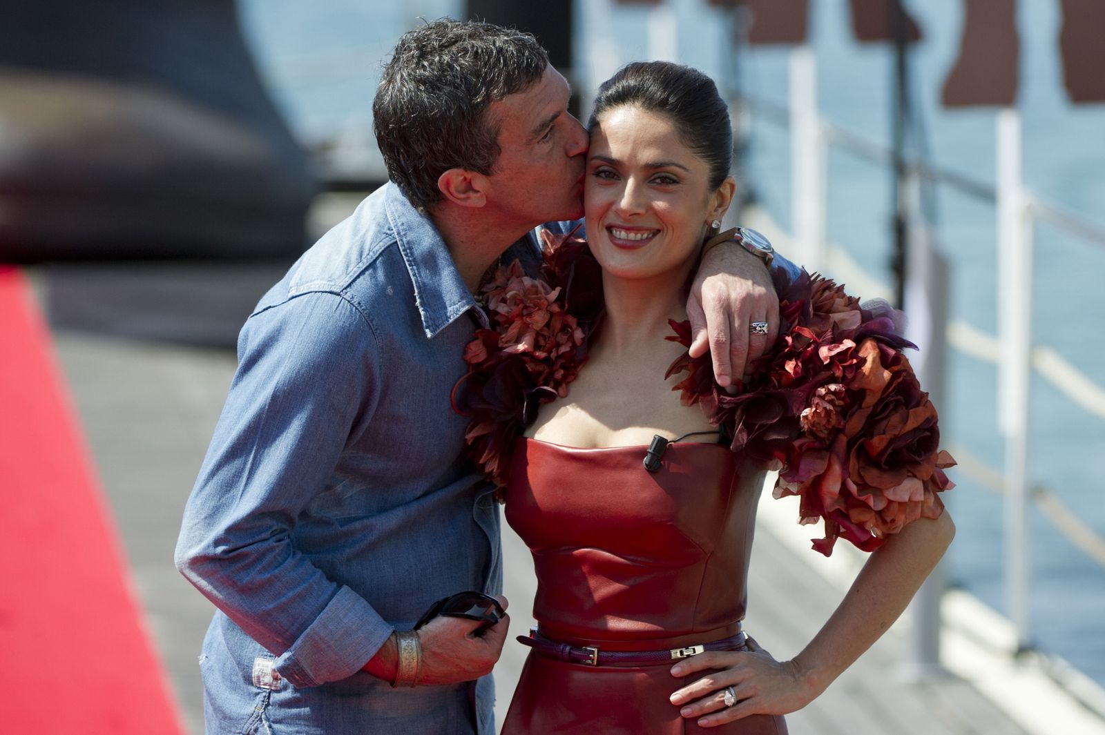 Antonio Banderas y Salma Hayek en un acto promocional en 2012.