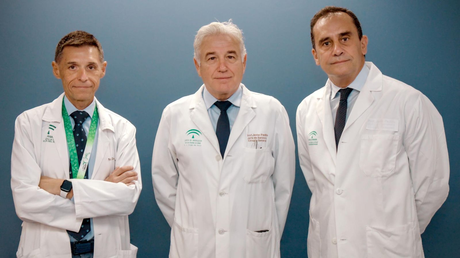 Los tres únicos Catedráticos de Cirugía de la Universidad de Sevilla, los doctores De la Portilla, Padillo y Morales Conde.