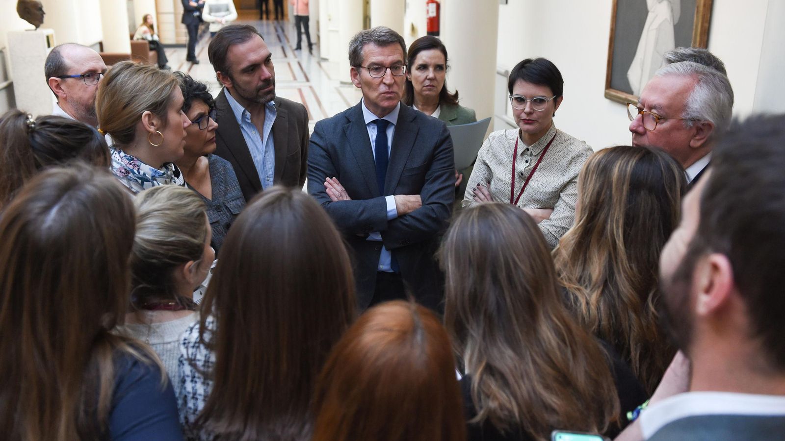 Alberto Núñez Feijóo, a su llegada al Senado donde se aprobaron la ley trans y la reforma de la ley del aborto. Alberto Núñez Feijóo, a su llegada al Senado donde se aprobaron la ley trans y la reforma de la ley del aborto.