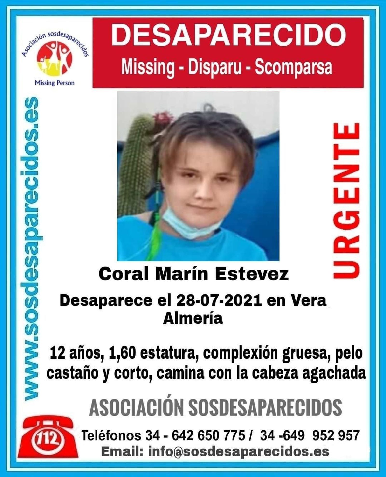 Denuncian la desaparición de una niña de 12 años en Vera