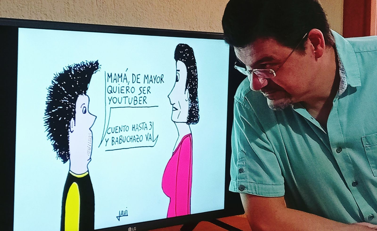 El sanluqueño Javier Franco con una de las viñetas incluidas en su nueva muestra virtual.