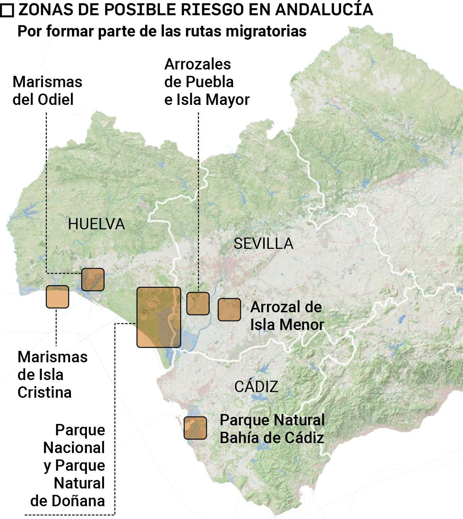 Zonas de riesgo en Andalucía