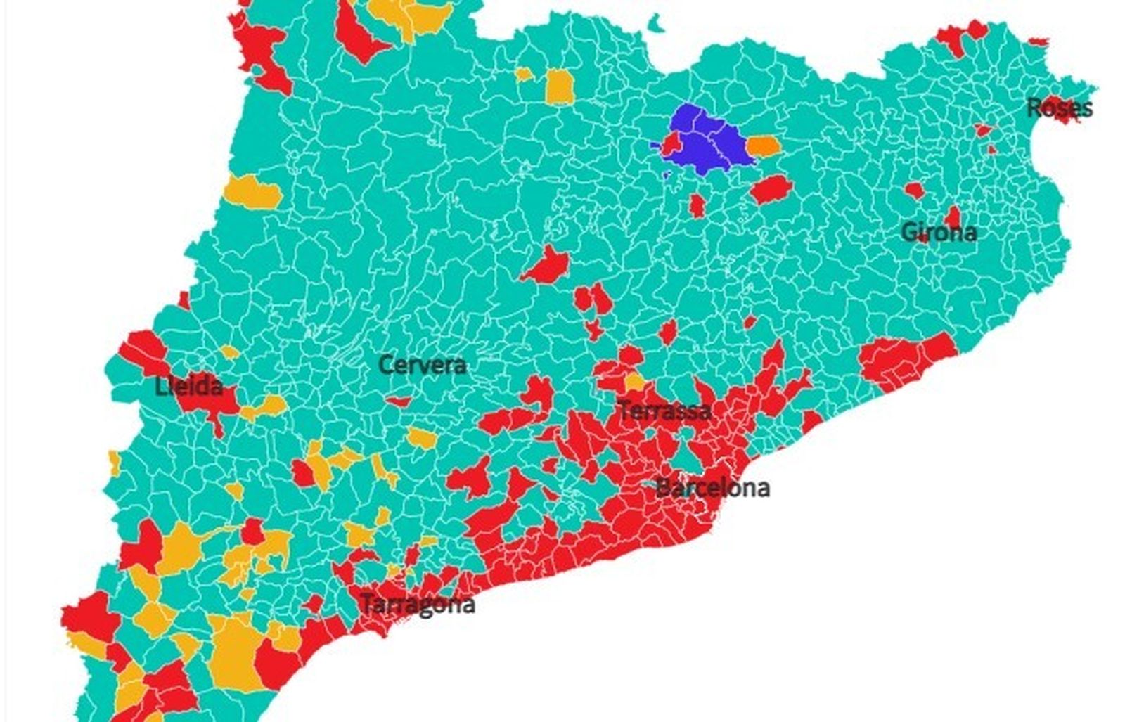 Así han votado los municipios en las elecciones de  Cataluña
