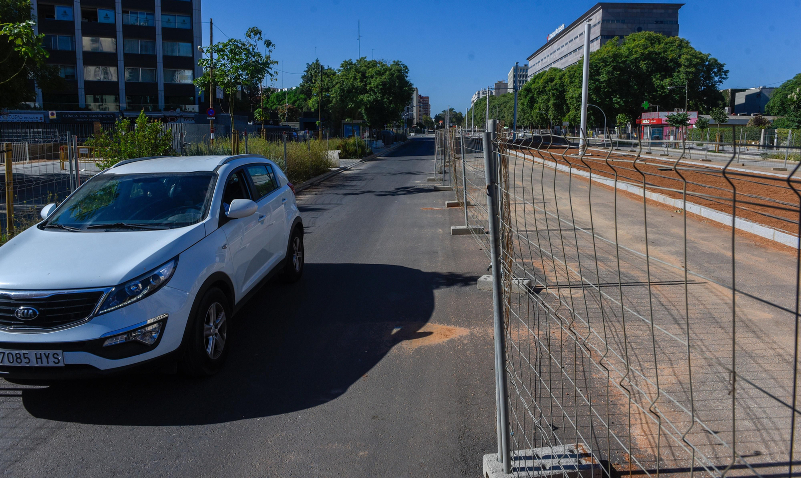 Imágenes de la situación de las obras del tranvía, en Nervión