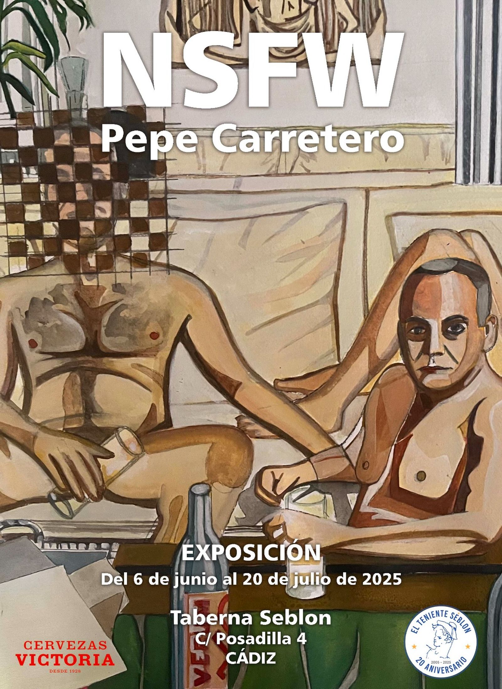 Cartel de la exposición de Pepe Carretero en la Taberna Seblón.