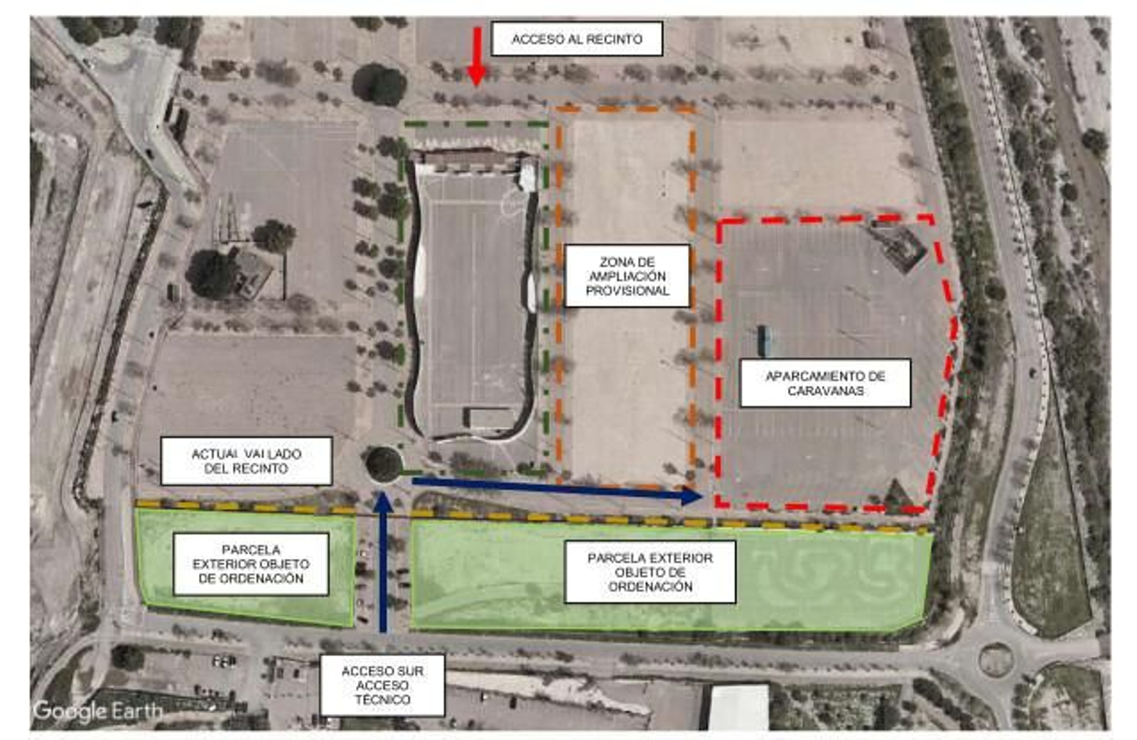 Plano de la reorganización a llevar a cabo en el Real de la Feria