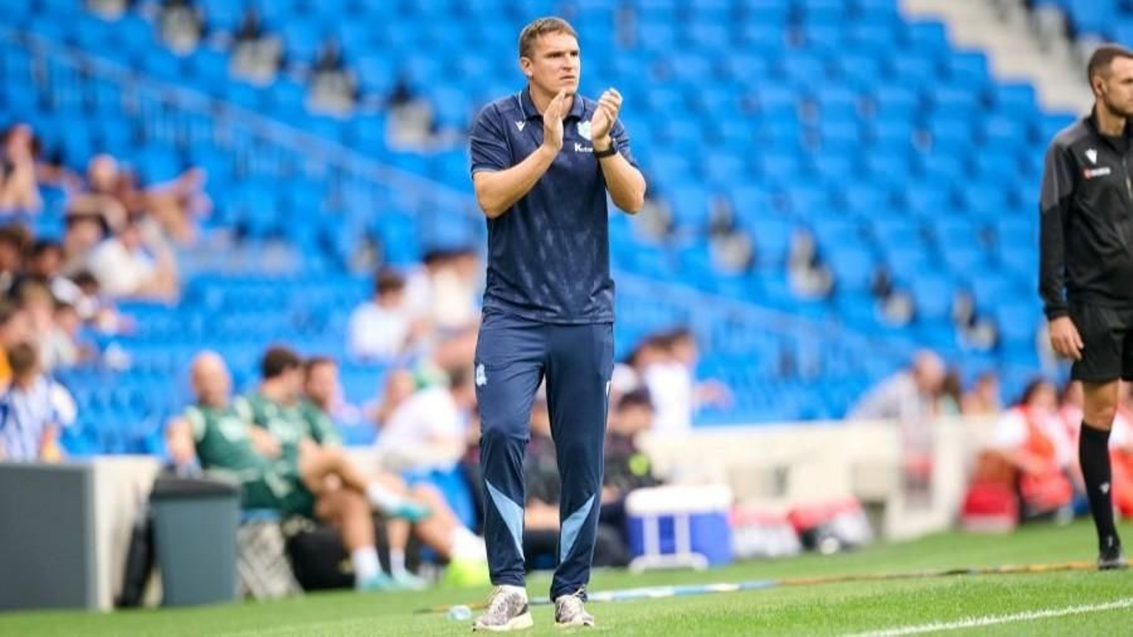 Jon Ansotegi, durante un partido de la Real Sociedad B en Anoeta.