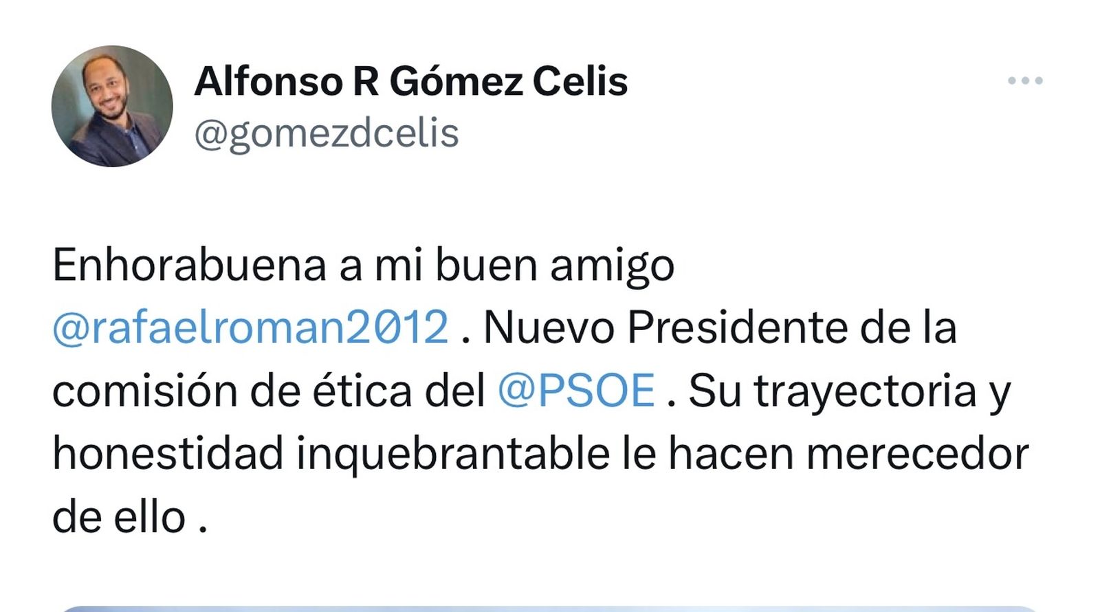 Rafael Román presidente de la Comisión de Ética del PSOE