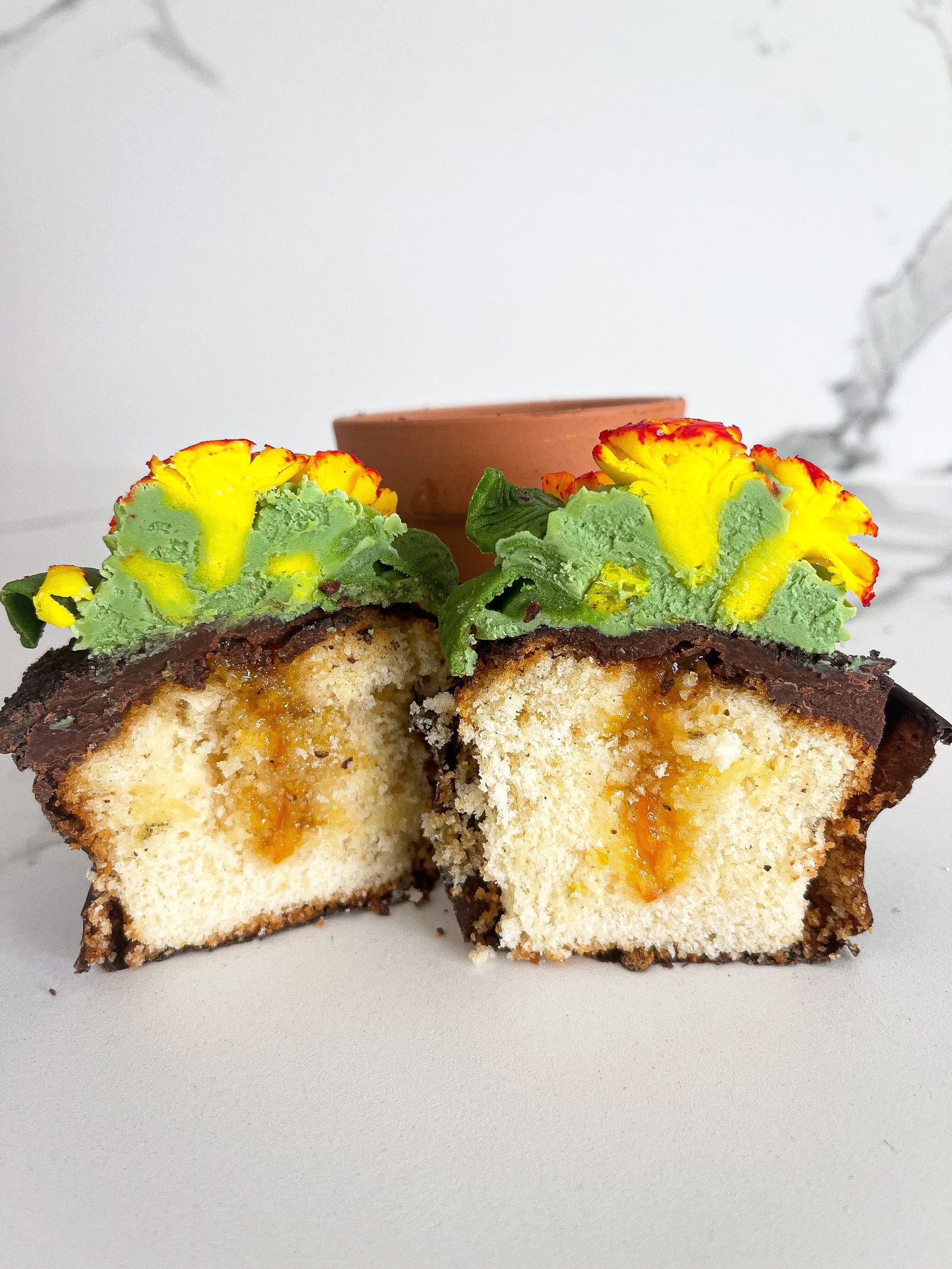 El interior del cupcake llevaba gelé de naranja, en homenaje al Patio de los Naranjos