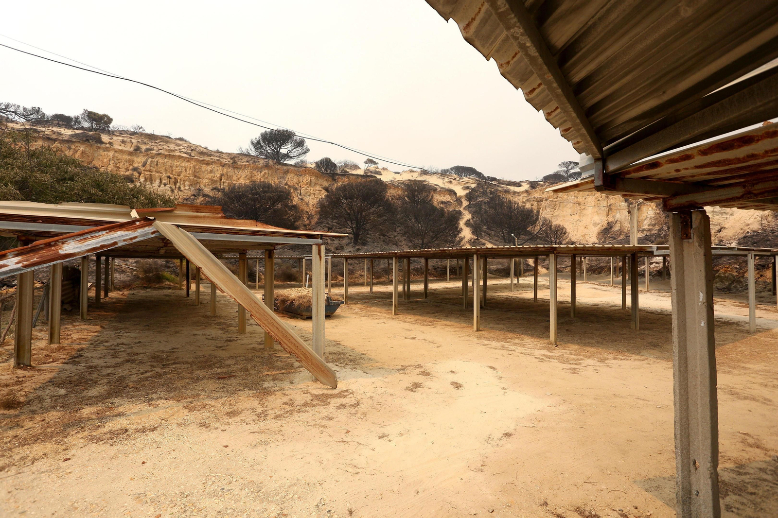 Las consecuencias del incendio en Mazagón