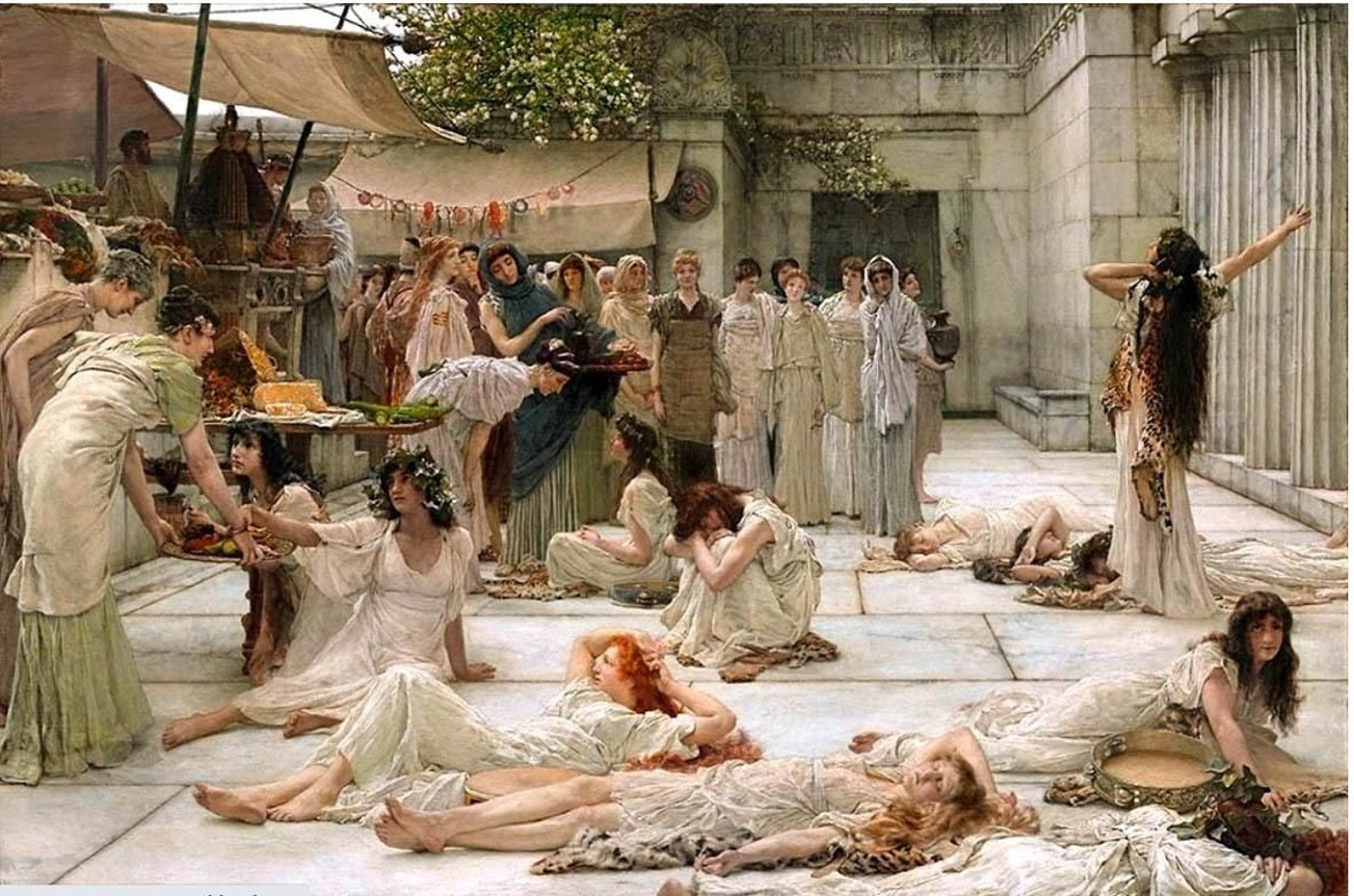 Cuadro "Las mujeres de Amphissa", de Lawrence Alma-Tadema, 1887. Cuadro "Las mujeres de Amphissa", de Lawrence Alma-Tadema, 1887.