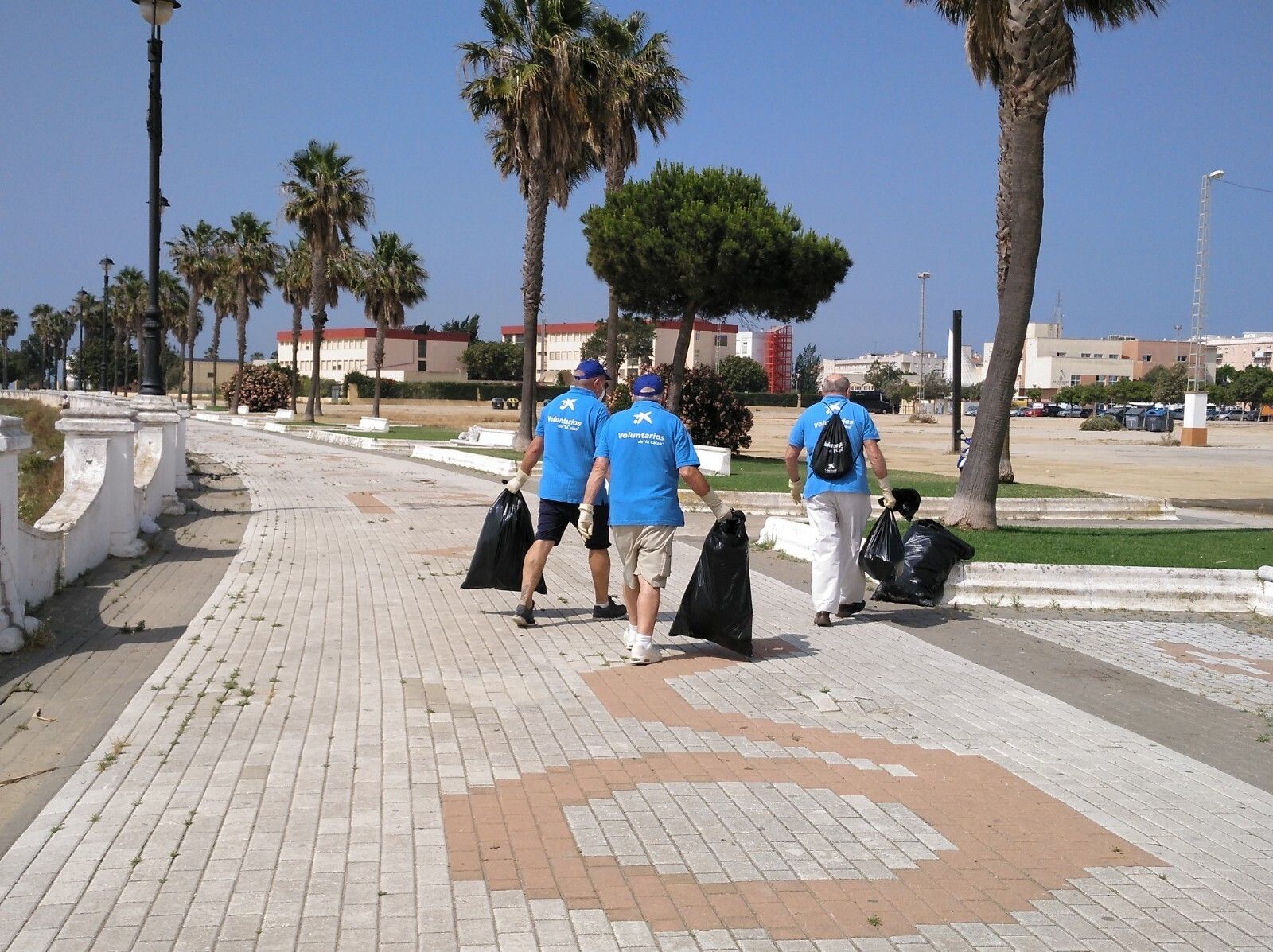 Voluntarios retirando basura del paseo de La Magdalena.