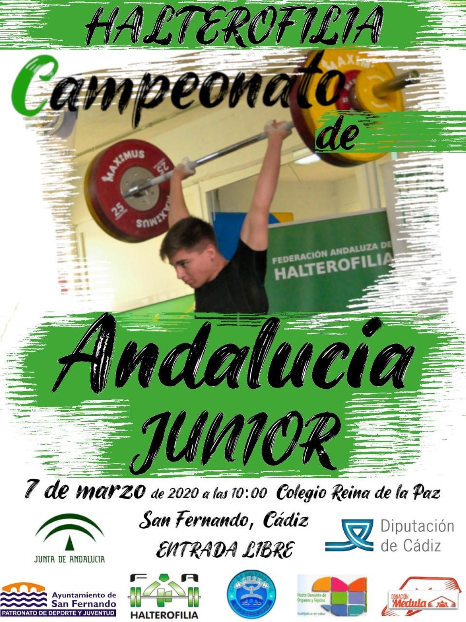 Cartel anunciador del campeonato de halterofilia.