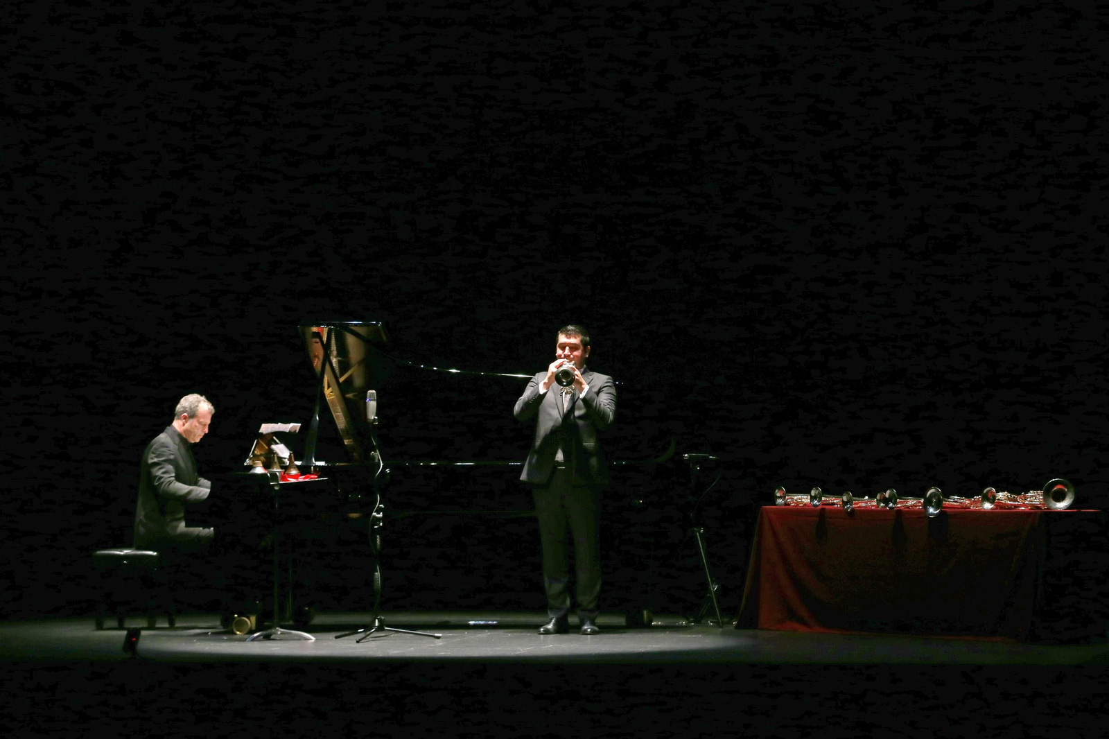 Pacho Flores y Pepe Gallego, durante el concierto en el Teatro Villamarta, este sábado.