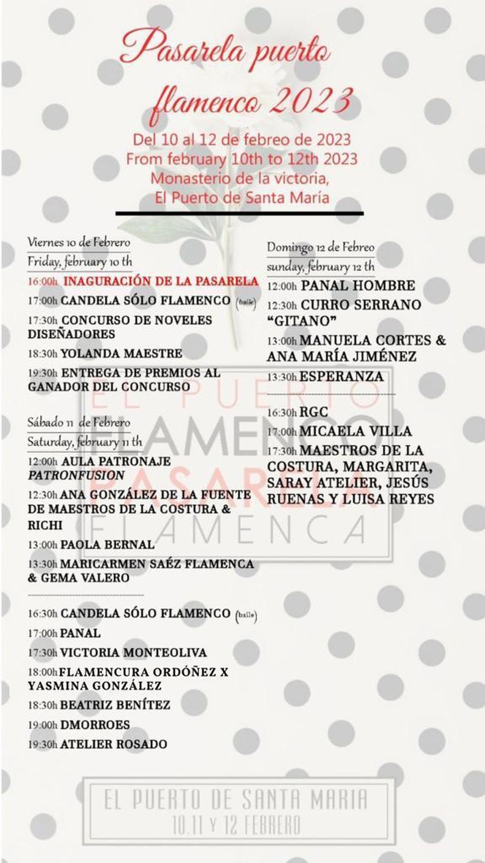 Programa de la pasarela flamenca.