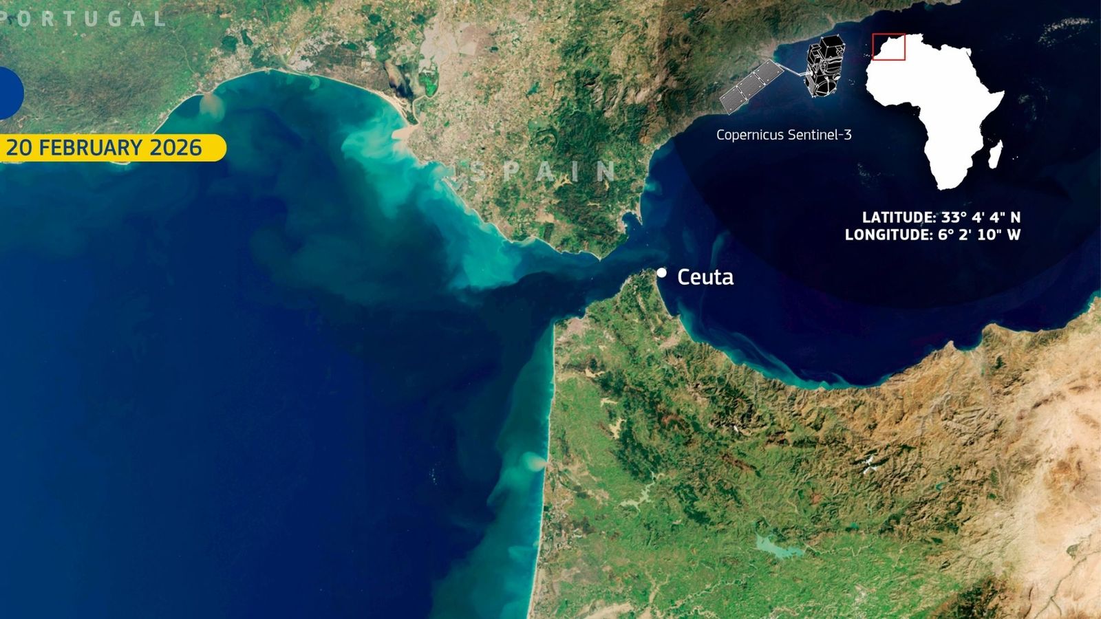 El sur de Andalucía y el norte de Marruecos presentas un verdor inusualcuando se observan desde el espacio.