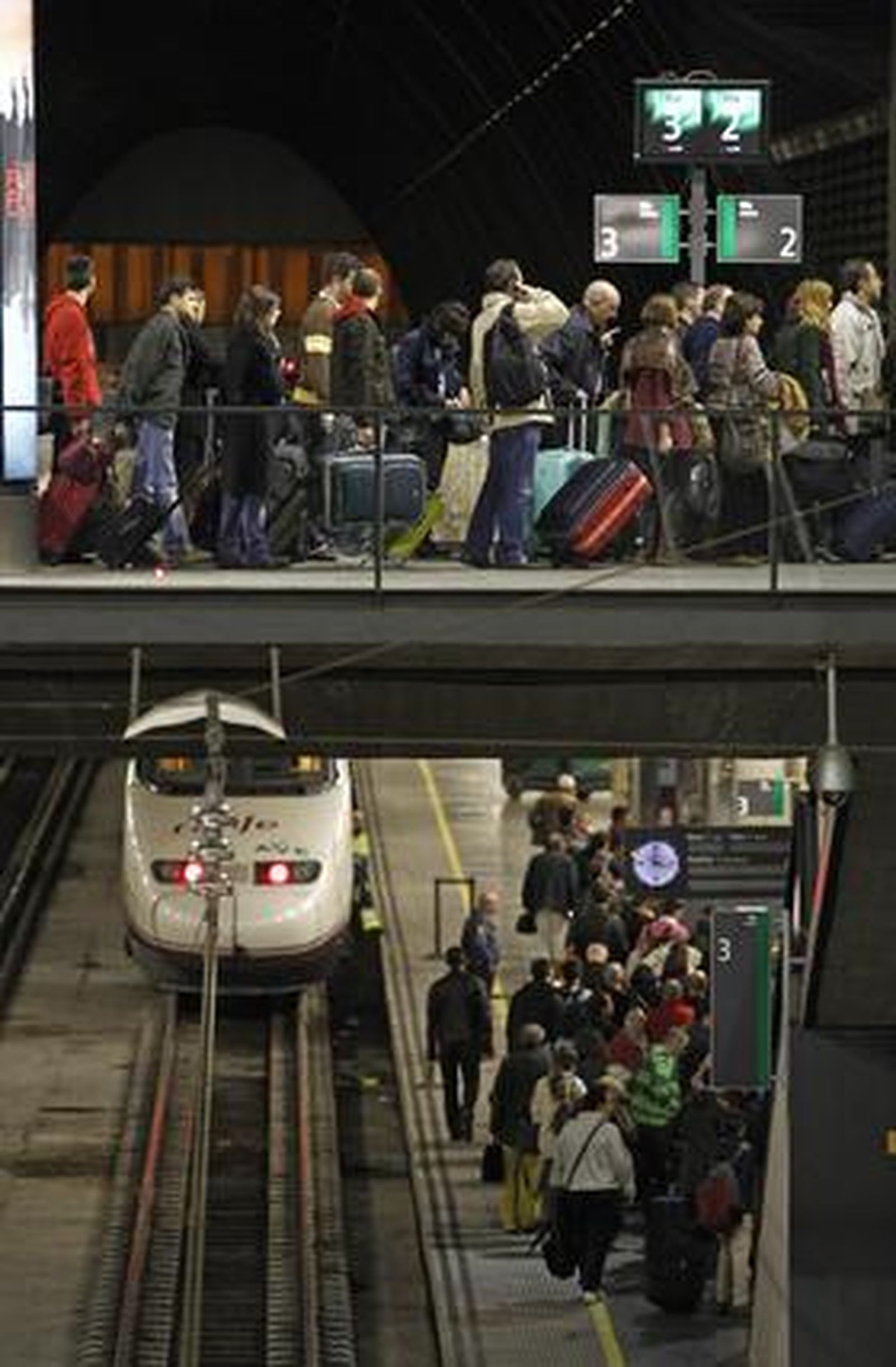 El corte del AVE (durante tres horas) afectó a unos 5.200 pasajeros.

Foto: Antonio Pizarro