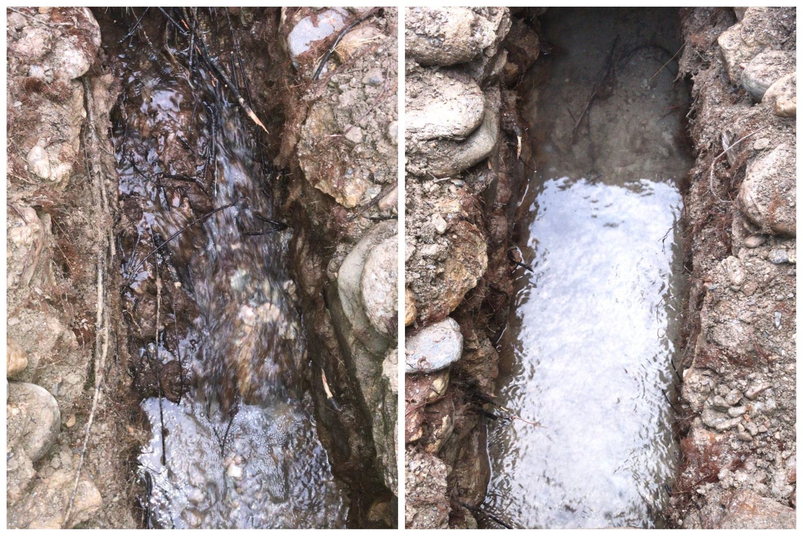 Antes y después de la rehabilitación de la red de zanjas.