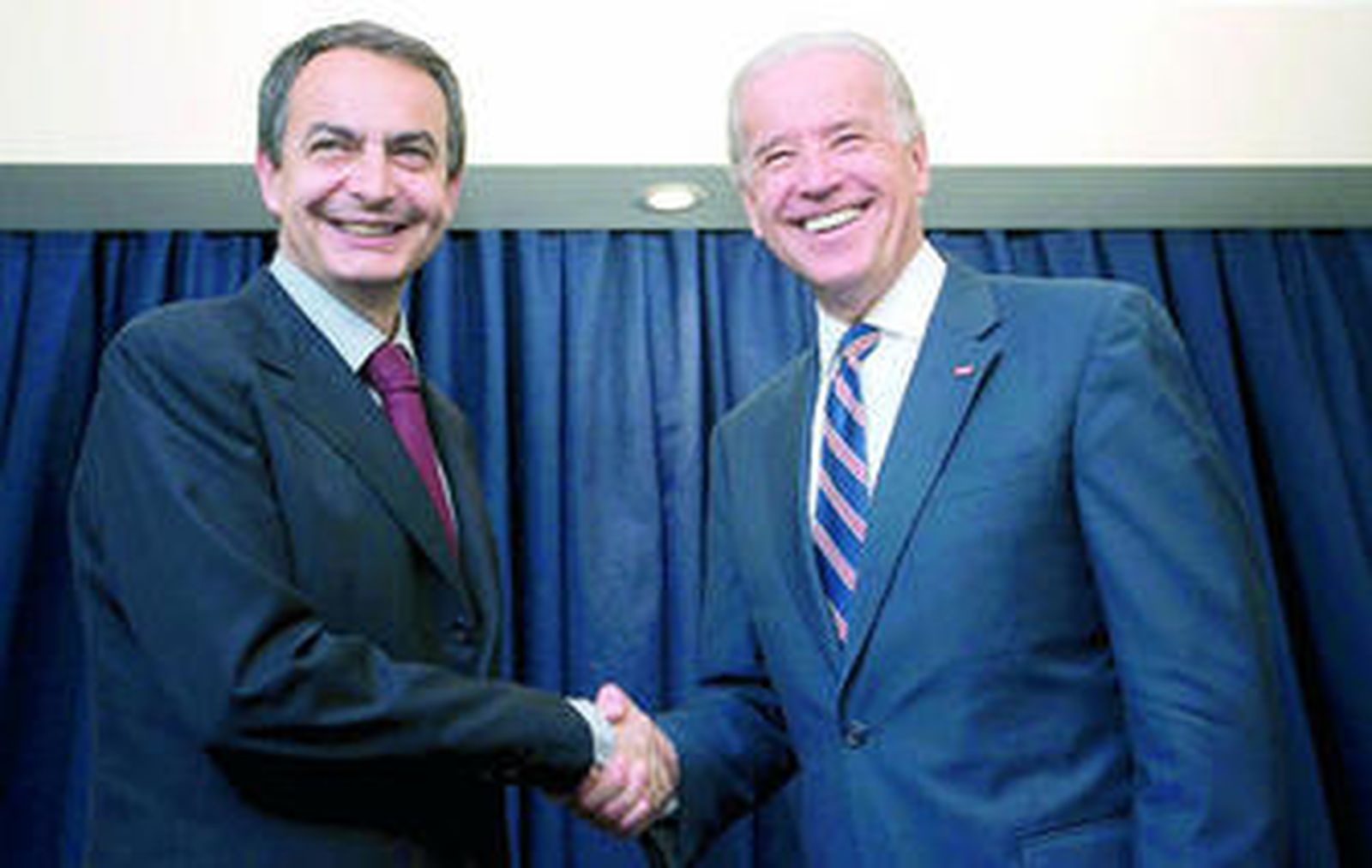 Zapatero y el vicepresidente de EEUU, Joseph Biden, ayer.