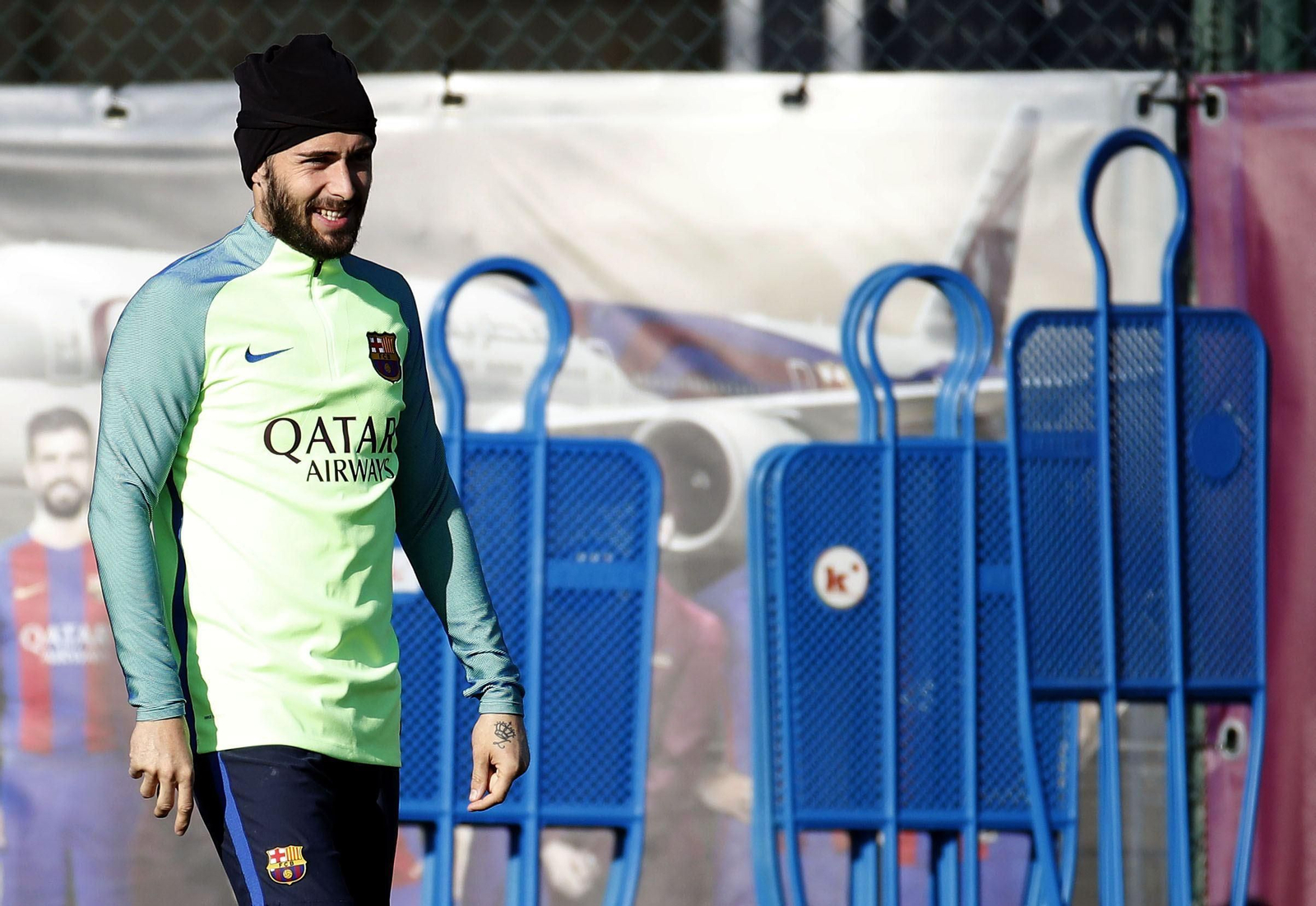 Aleix Vidal, en un entrenamiento del Barcelona de la pasada temporada.