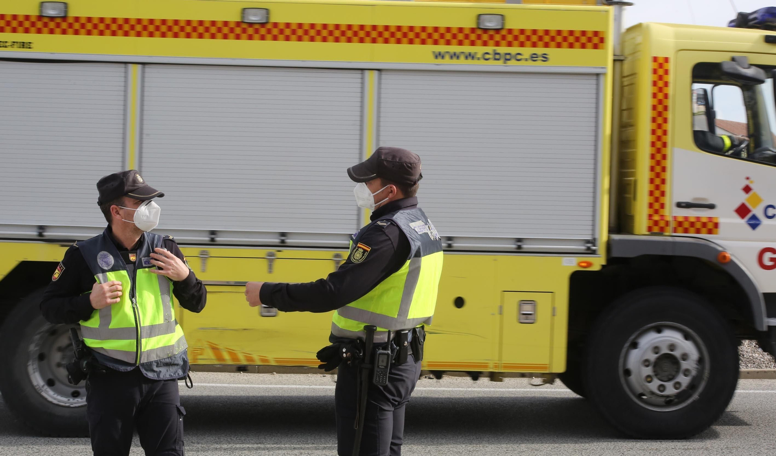 Coronavirus : Control de la Policía Nacional  a la entrada de Jerez por el cierre perimetral