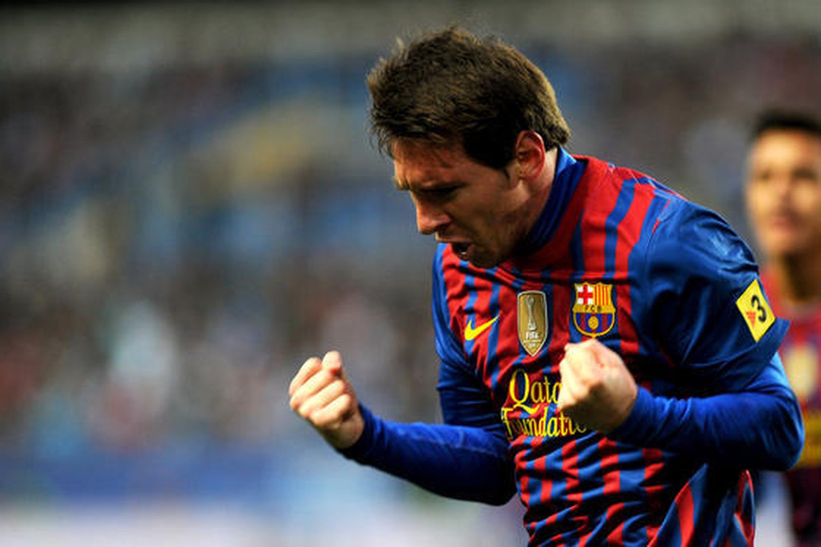 Messi celebra uno de sus tres goles. / AFP