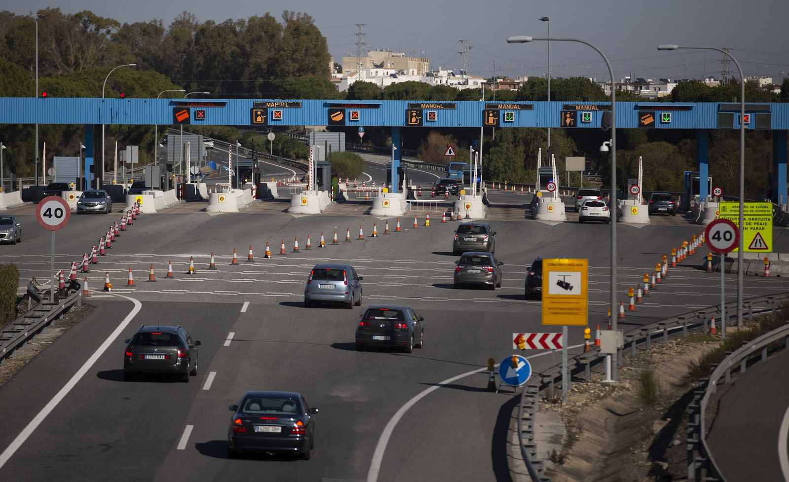 Imagen del primer día sin peaje en la autovía entre Sevilla y Cádiz.