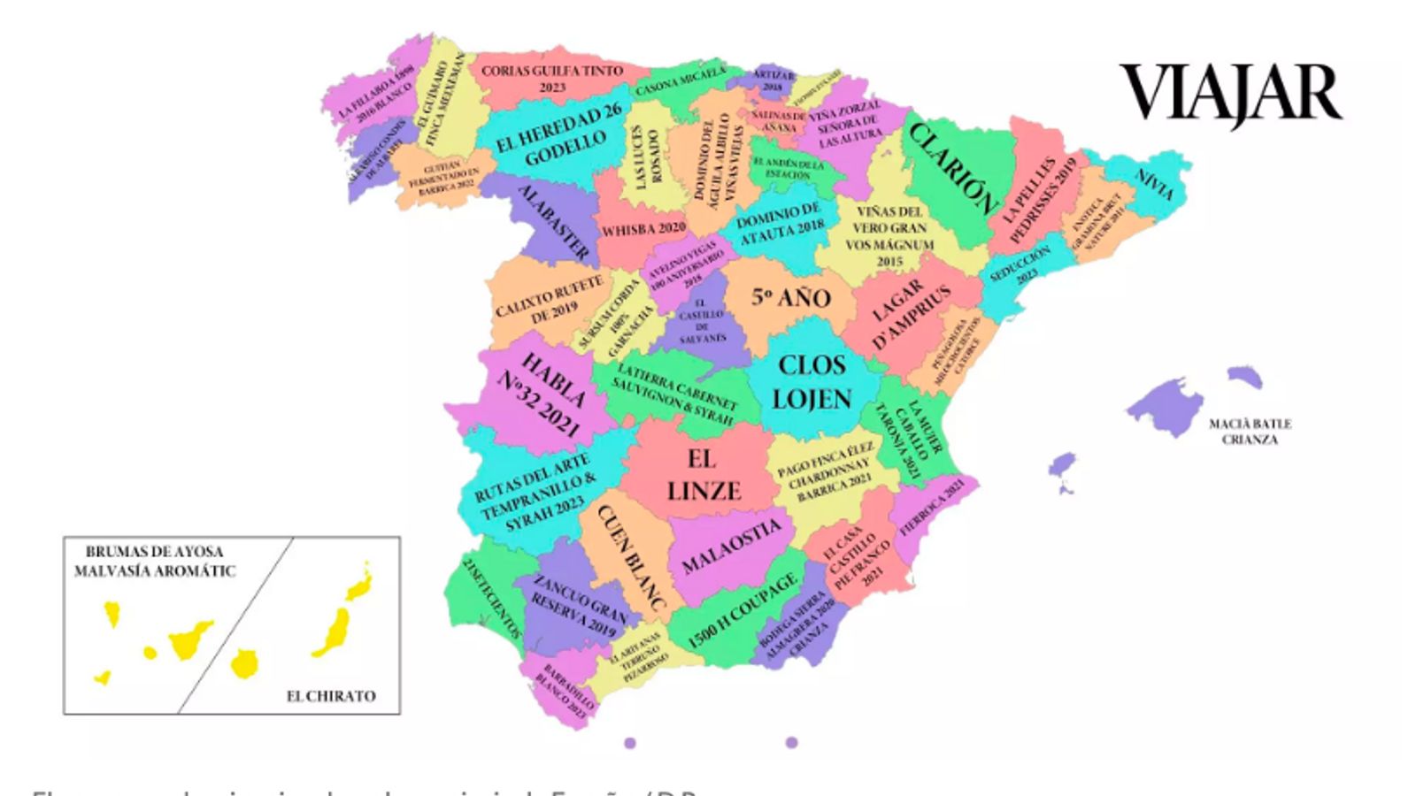Mapa mejores vinos según provincia