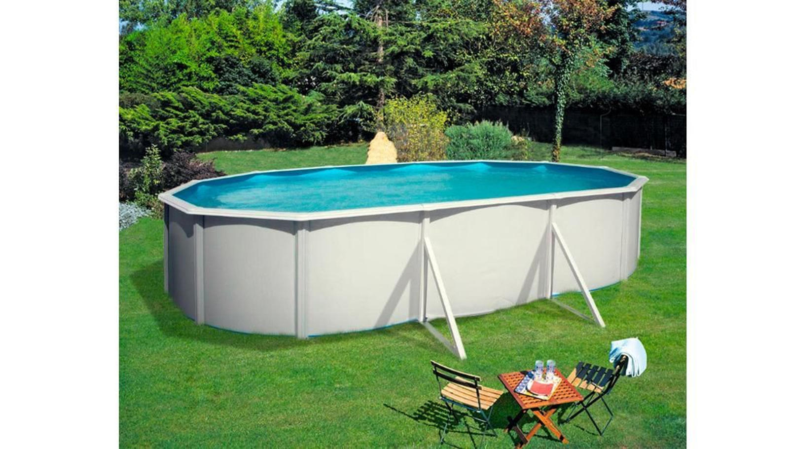 Piscina elevada de acero blanco Piscina elevada de acero blanco