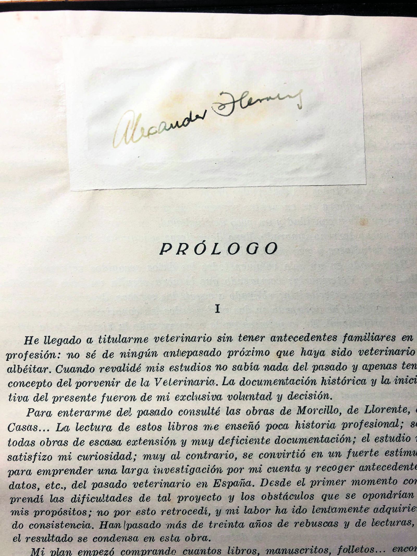 El autógrafo de Alexander Fleming.