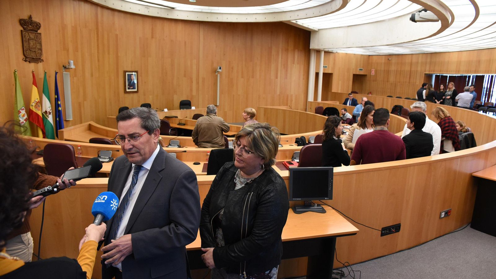 José Entrena durante la reunión de Diputación con los alcaldes