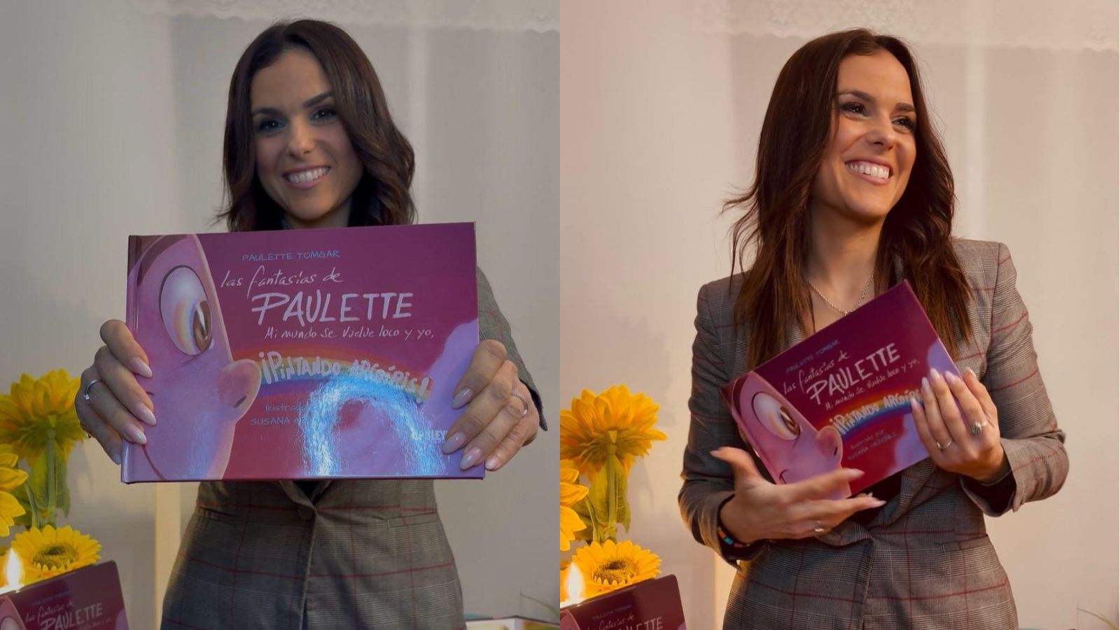 Paulette Tomgar con su libro infantil 'Las fantasías de Paulette'.