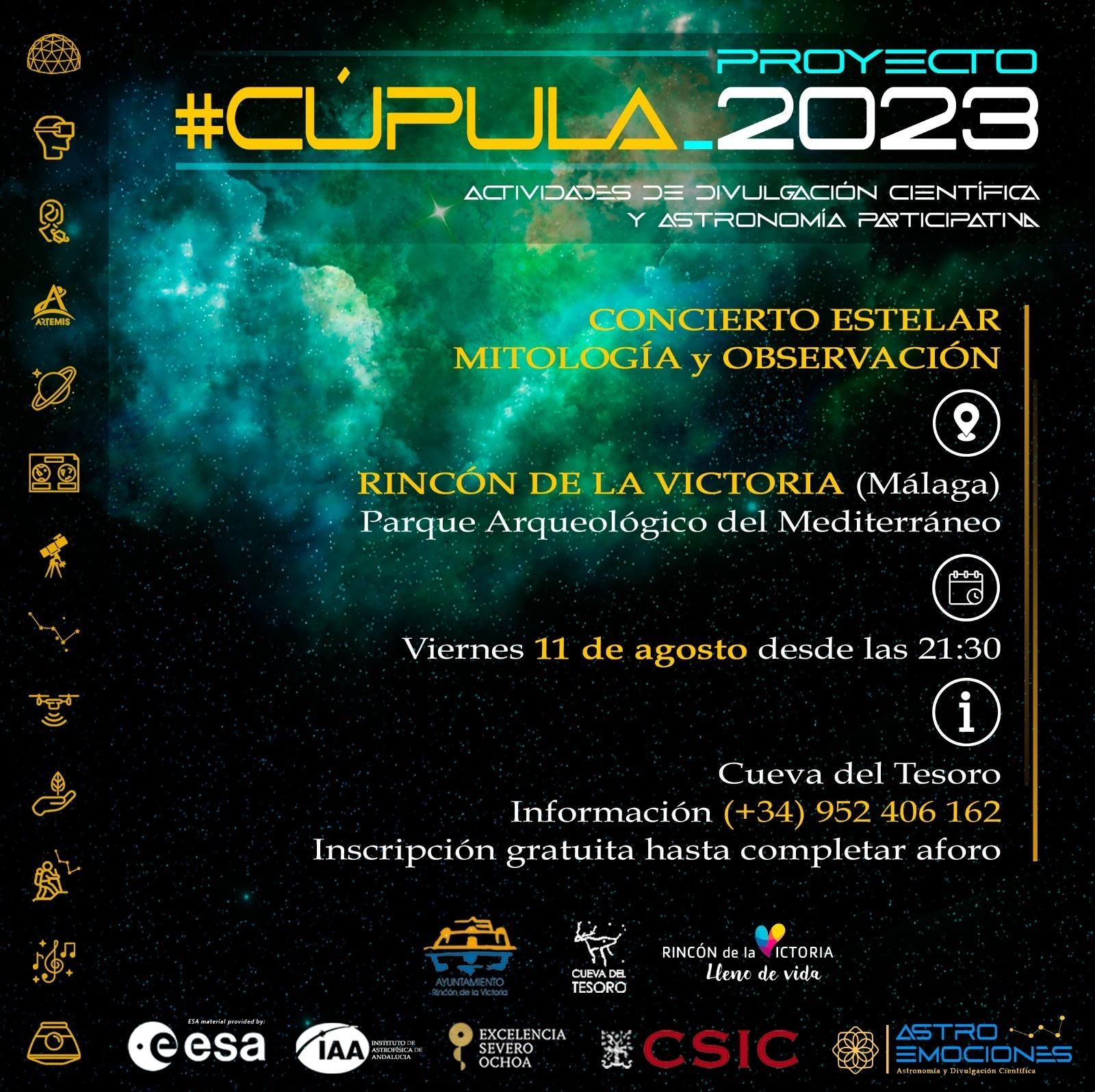 Cartel promocional de la jornada de observación astronómica en Rincón de la Victoria