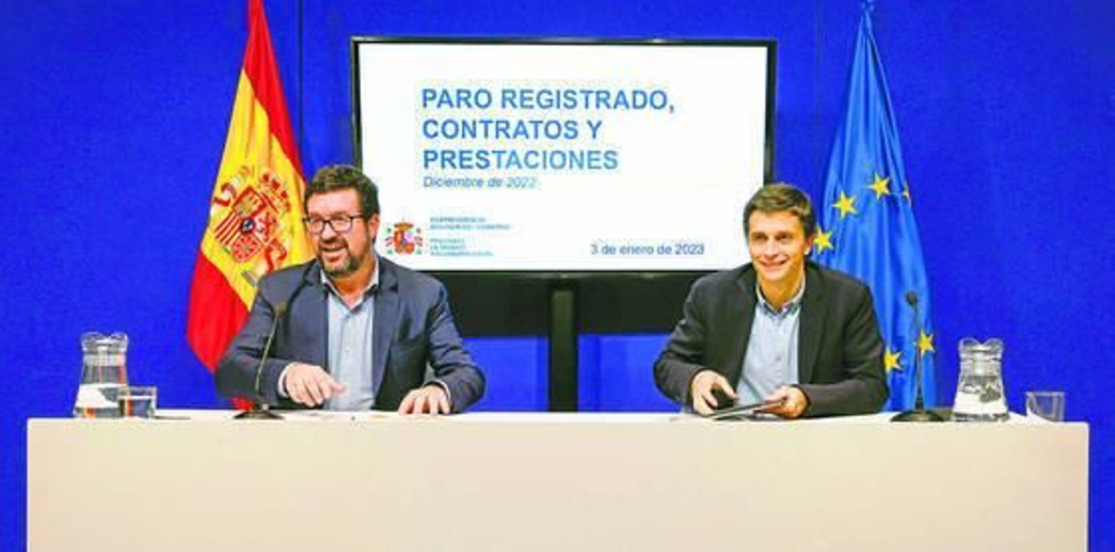 Joaquín Pérez Rey y Borja Suárez en una rueda de prensa ayer.
