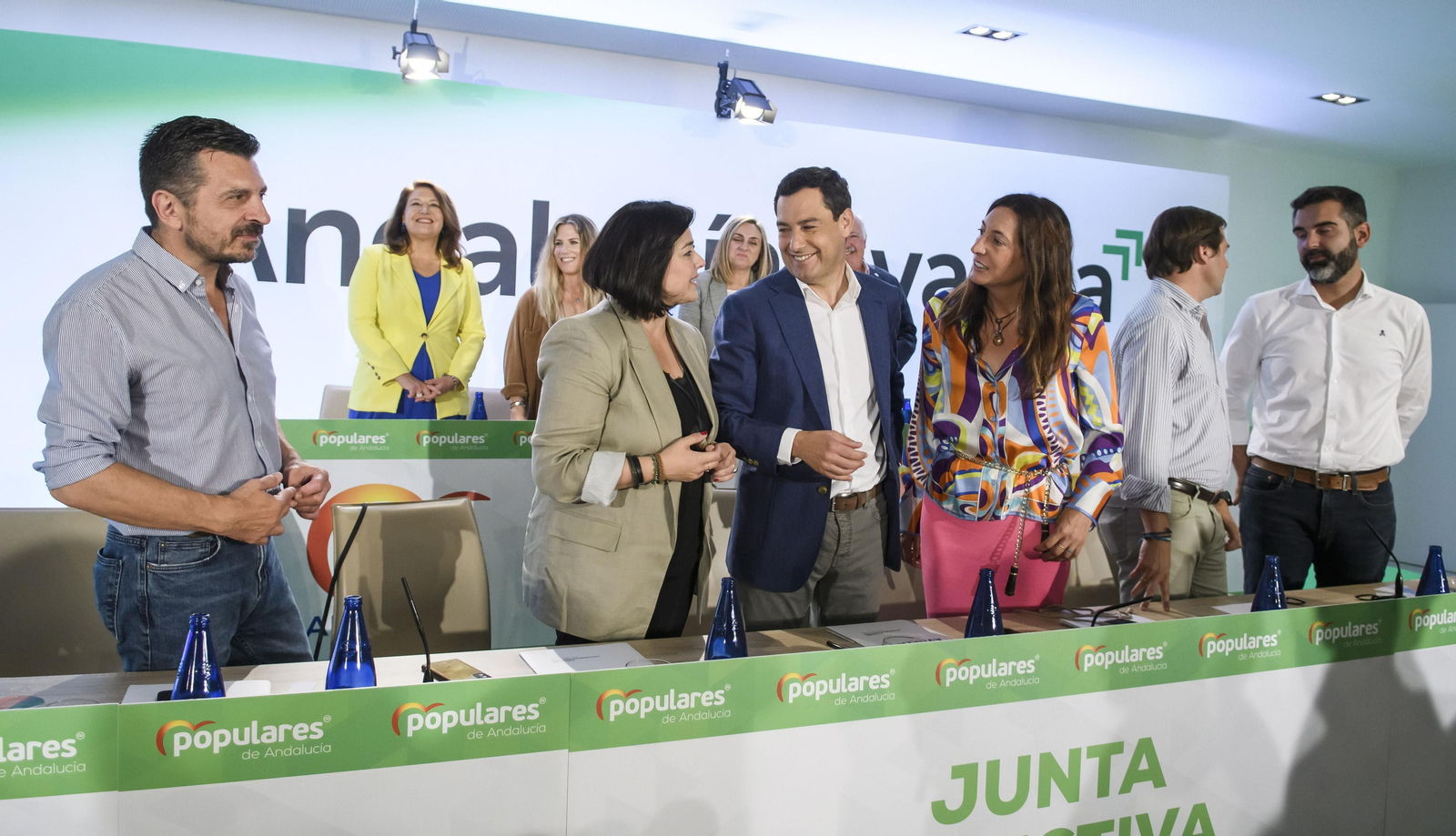 Juanma Moreno, este viernes en la reunión de la junta directiva autonómica del PP.