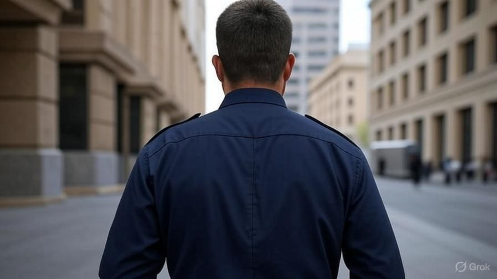 Un vigilante de espaldas