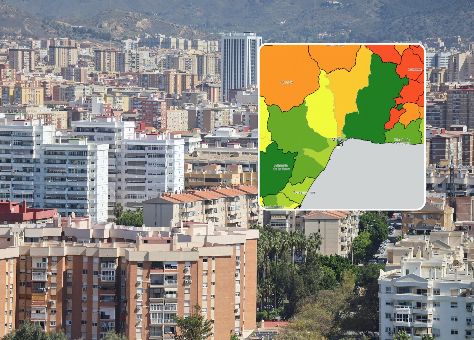 Mapa de la renta en la ciudad de Málaga.