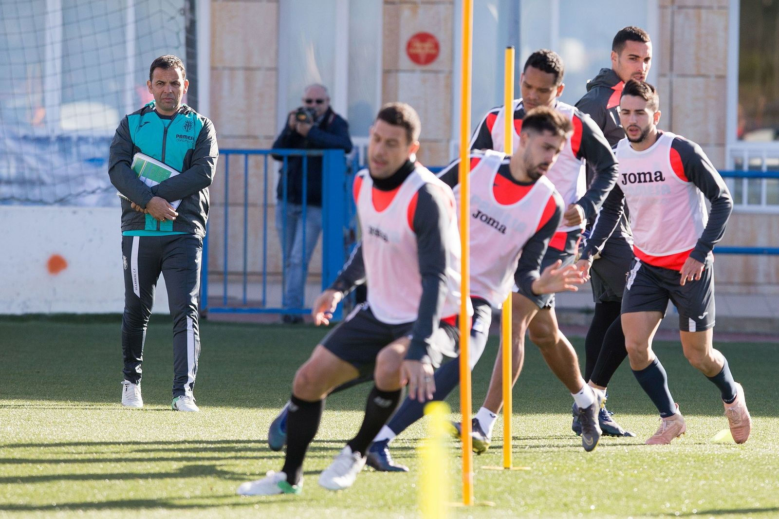 Calleja, en un entrenamiento del Villarreal.