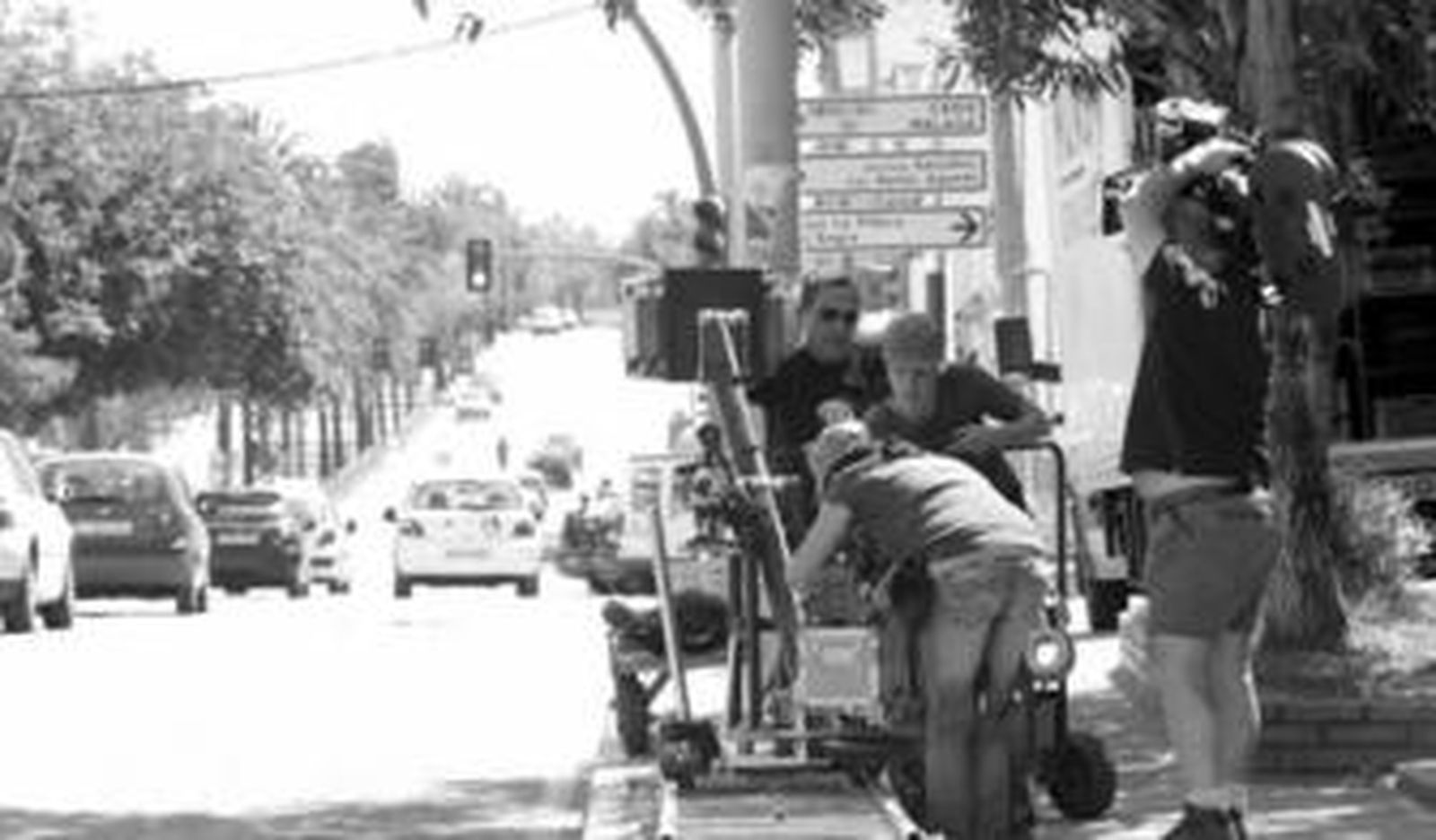 Un momento del montaje de la cámara de rodaje.