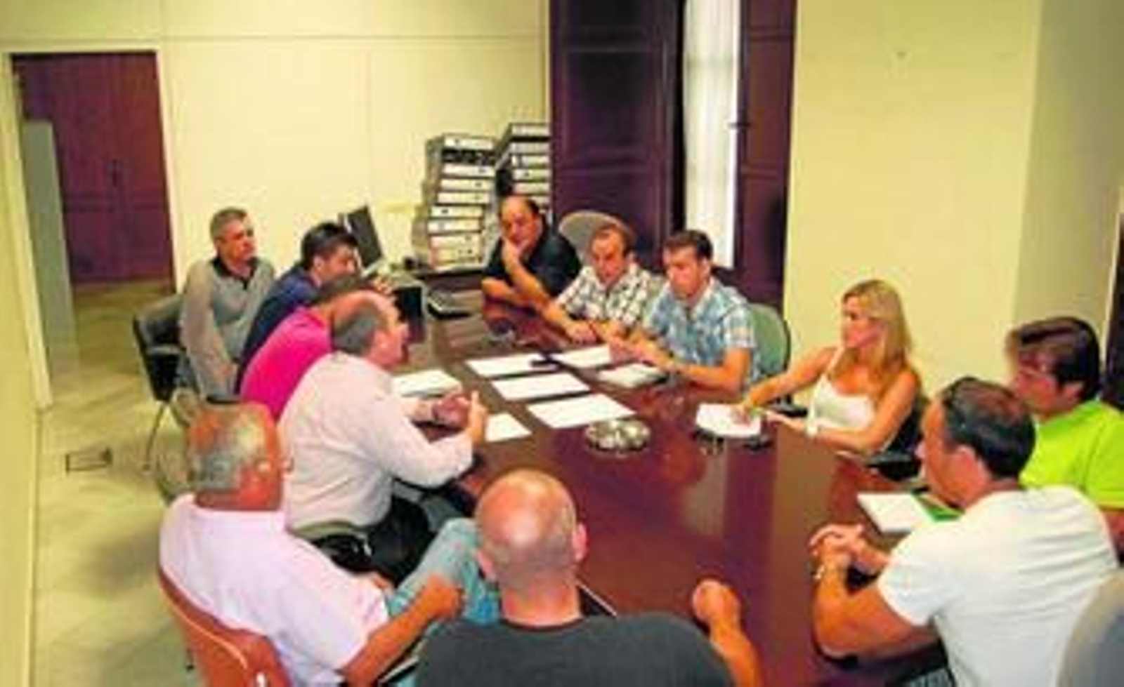 Un momento del encuentro de ayer entre andalucistas y sindicatos.