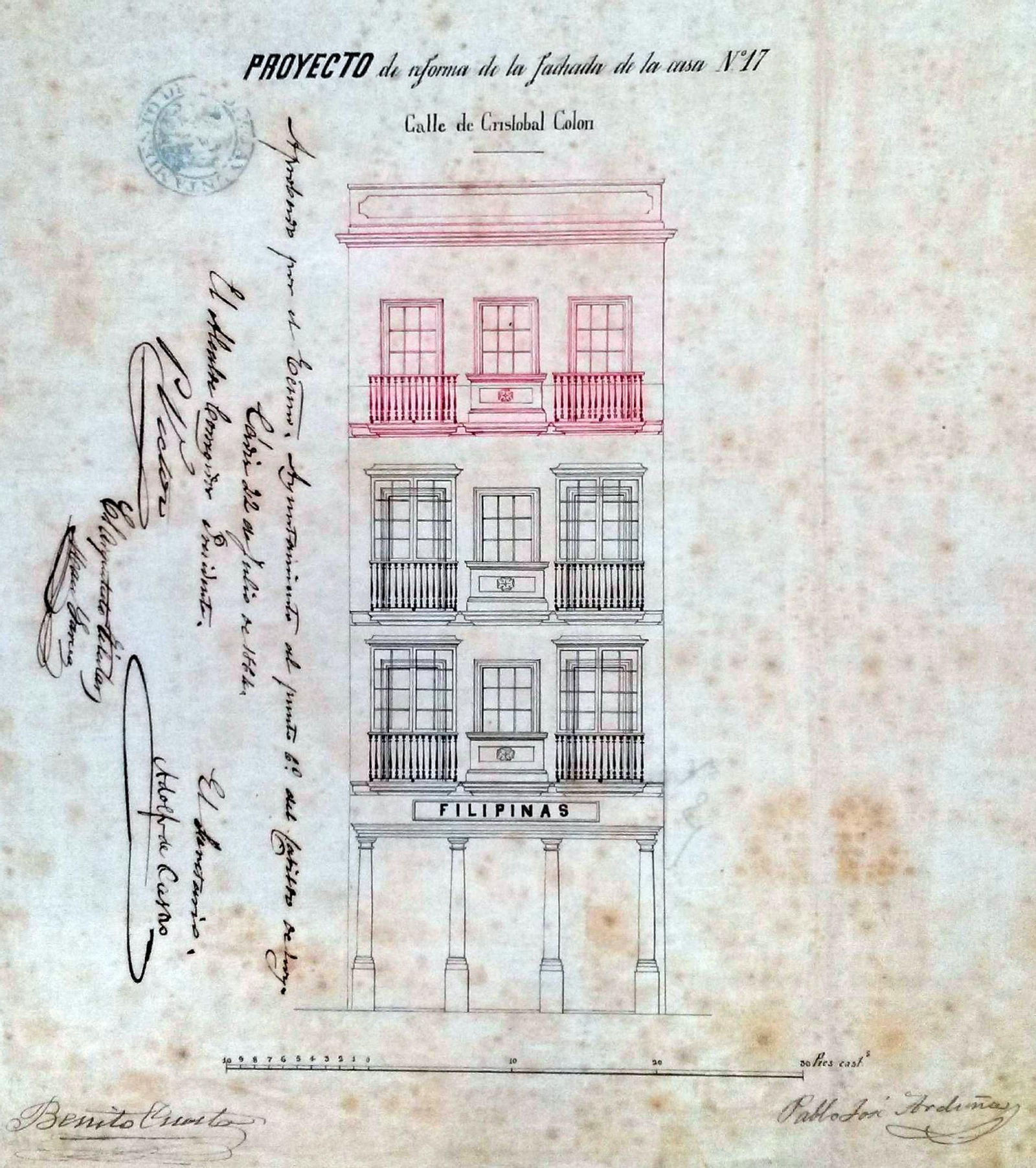 Plano de 1864 de Pablo Arduña y Benito Cuesta.