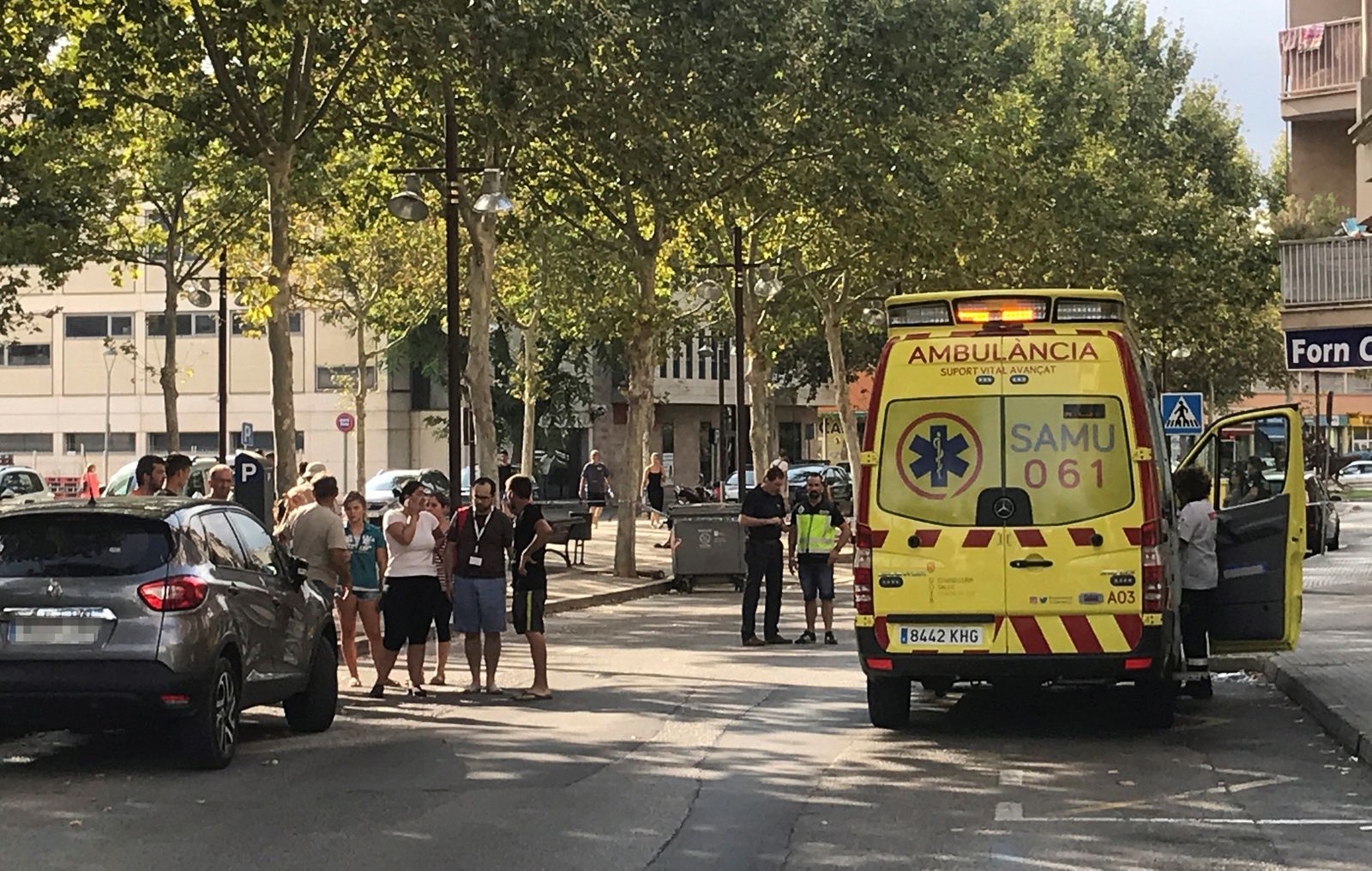 Varios sanitarios, en una ambulancia, intentan salvar la vida a la bebé de diez meses que ha fallecido hoy en la localidad mallorquina de Manacor.