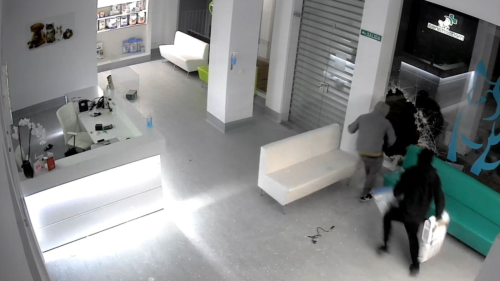 Imagen de un robo tomada por una cámara de seguridad.